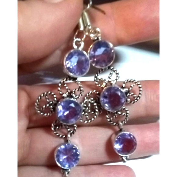 Amethyst Quartz Drop Earrings - Picture 3 of 4